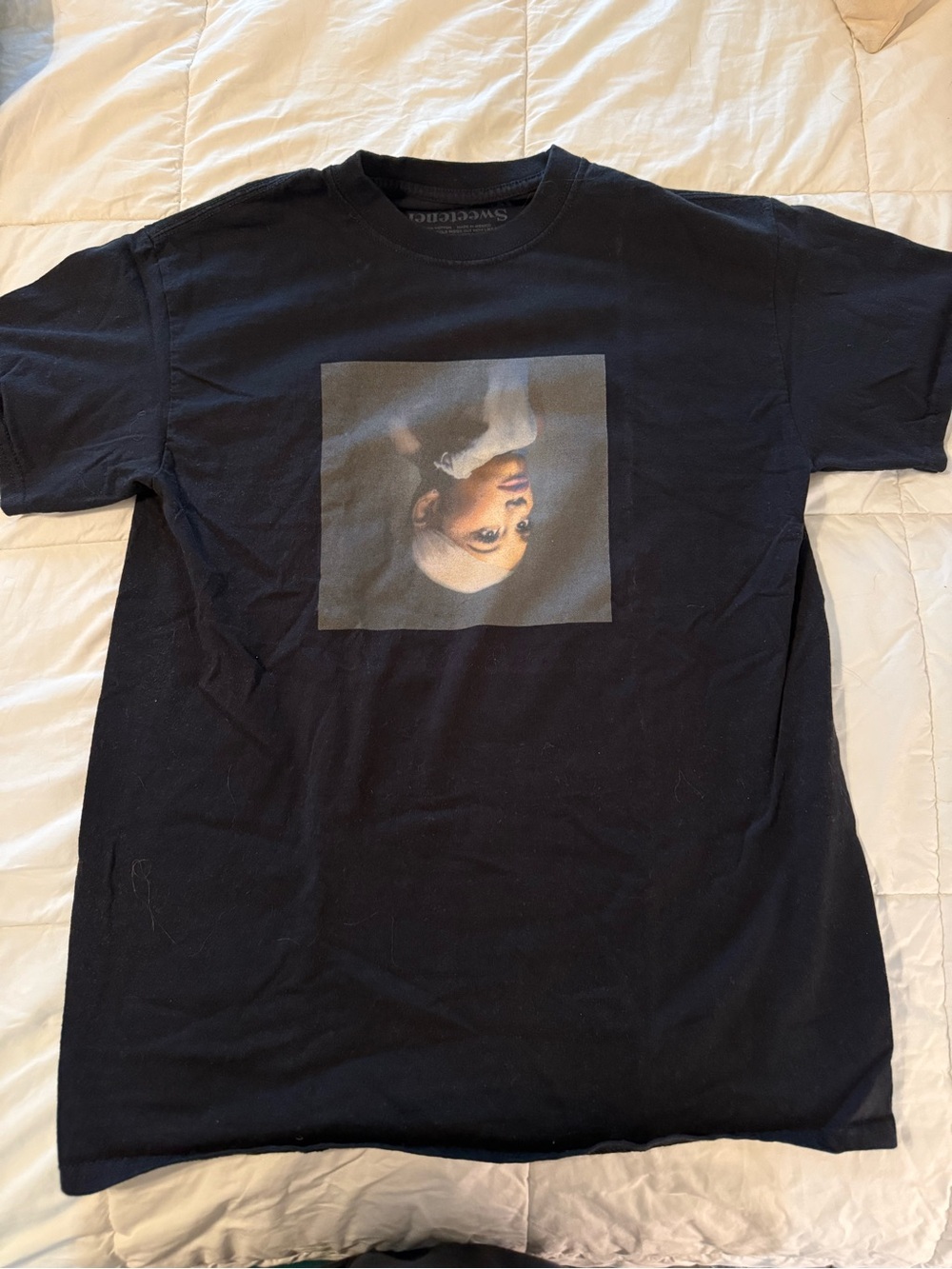 Ariana Grande Black Short-Sleeve Tee with Center Portrait Square